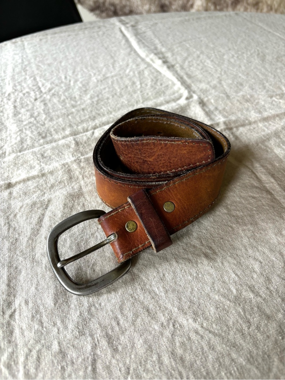 Vintage Leather and Brass Belt